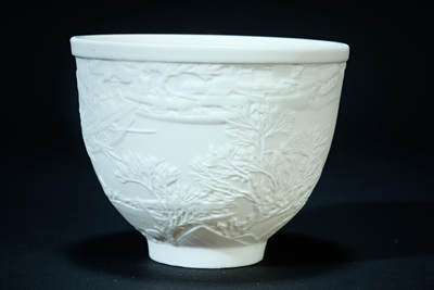 上海都达杂项专场102【全场包邮】  白瓷浮雕风景人物品茗杯98-358