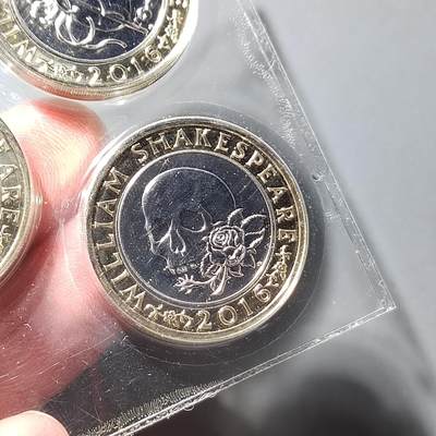 PCAI钱币  24-816  外国纸币与套币小专场 英国纪念币四枚 原封原光币