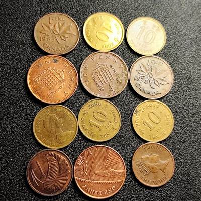 泉币菌-第230场-拍品多 请提前出价 12枚一组 英女王铜币 混合年份