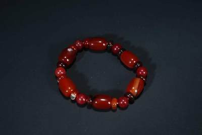 上海都达杂项专场103【全场包邮】  天然红玛瑙桶珠手链70-146