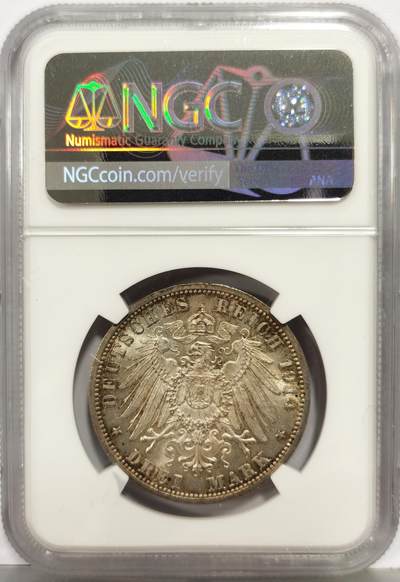博洋堂“生趣盎然”4月精品专场暨第169期（全场包邮） NGC MS62 德国普鲁士1914年威廉二世戎装3马克银币
