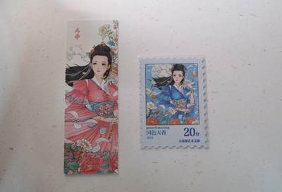 蜂潮卡牌  拍卖003期  0佣收拍（4月26日  21点  截拍） 小花瓣艺术文创  大乔（书签➕邮票形卡）