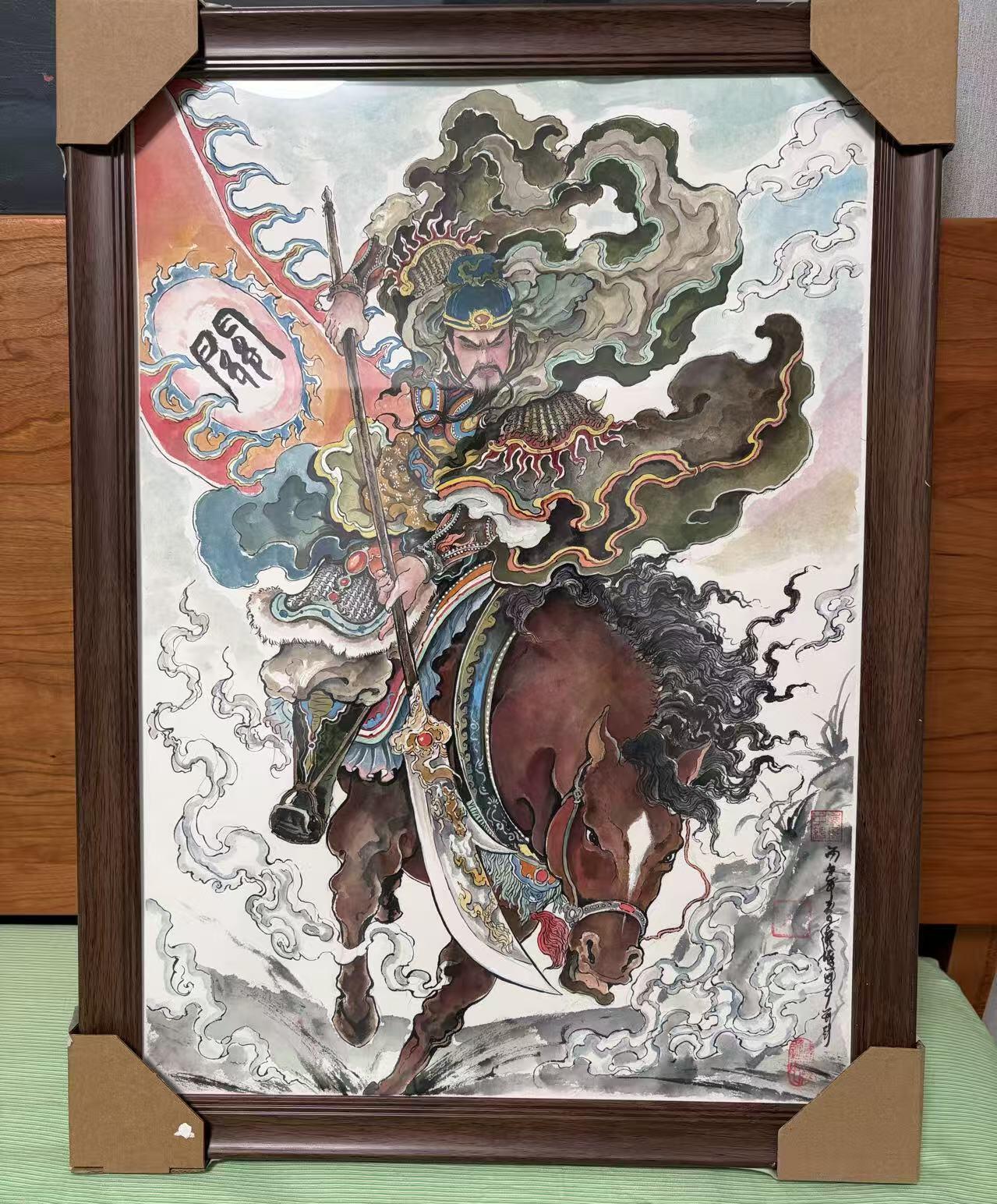 第113期阳大大卡牌拍卖第113期（持续收拍品，周五晚上九点截拍，进群福利早知道） 【顶级原画】齐卡文化 新锐画师 鹿凝 三国原创 关羽 已裱框，非常漂亮