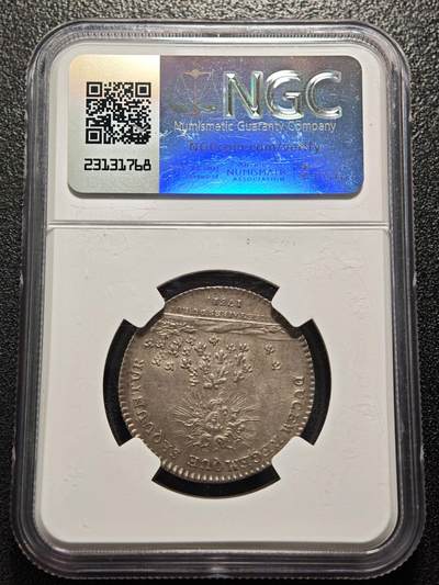 【德藏】世界币章拍卖第171期（拍品征集中~欢迎藏友联系） 1731年 法国路易十五时期国王秘书代用币银章 NGC AU55 原味包浆