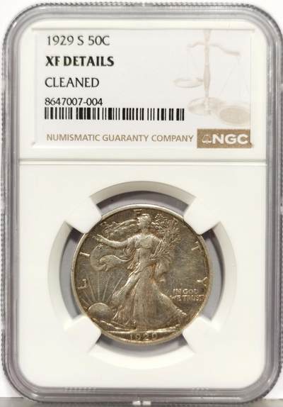 博洋堂“生趣盎然”4月精品专场暨第169期（全场包邮） NGC XF 美国1929S行走女神半圆银币，原味带光，中期少见版别