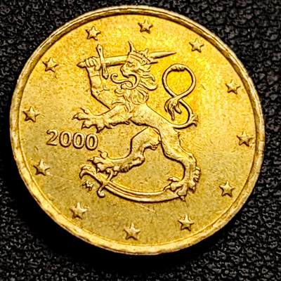 泉币菌-第231场-拍品多 请提前出价 芬兰10欧分黄铜币 立狮 铜钱纪念币