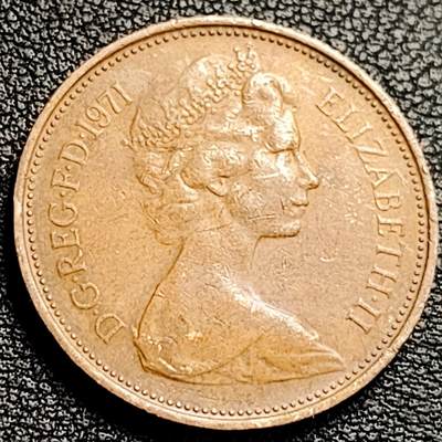 泉币菌-第231场-拍品多 请提前出价 1971 英国2便士铜币 威尔士皇冠 25.9mm