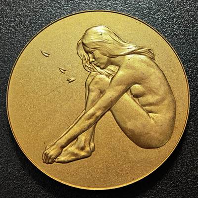 【德藏】世界币章拍卖第171期（拍品征集中~欢迎藏友联系） 1993年 日本 花染衣樱花之道镀金纪念铜章 造币局制 直径约：54.8mm；重约：90.6g