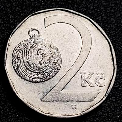 泉币菌-第231场-拍品多 请提前出价 捷克2克朗 1993年 双尾狮 21.5mm