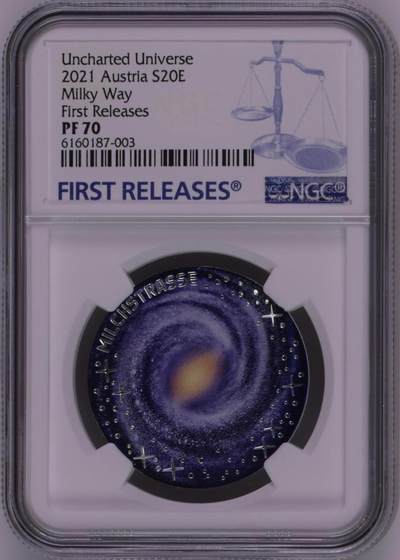 S&S Numismatic世界钱币-拍卖 第126期  获奖币* 奥地利2021年银河系 20欧元彩色扭曲面精制银币NGC PF70首期蓝标 盒证齐全