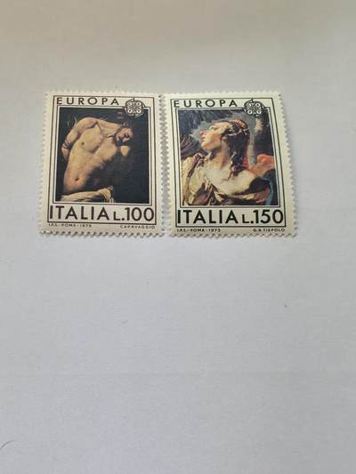 各国成套新旧票 意大利邮票 1975年.欧罗巴.卡拉瓦乔 绘画 2全新