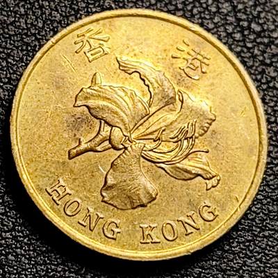 泉币菌-第231场-拍品多 请提前出价 1998年紫荆花香港5毫 直径23mm 纪念币铜钱