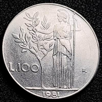 泉币菌-第231场-拍品多 请提前出价 意大利早期100里拉 月亮和记忆女神密涅瓦 不锈钢币 27.8mm