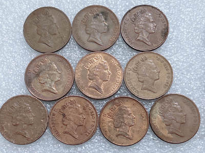 第一海外回流一元起拍收藏 散集专场  第311期 英国2便士硬币 10枚 高冠女王版