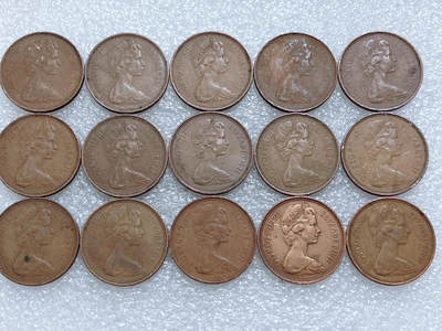 第一海外回流一元起拍收藏 散集专场  第311期 英国2便士硬币 15枚 青年女王版