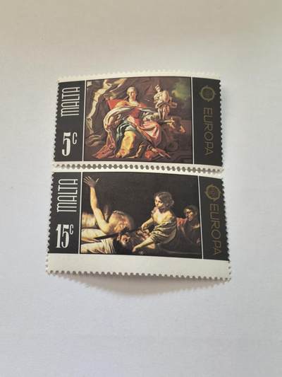 各国成套新旧票 马耳他邮票,1975年,欧罗巴,绘画,佛朗西斯科穆拉加画 2全新