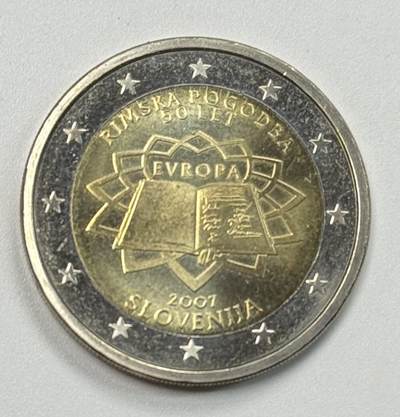 S&S Numismatic世界钱币-拍卖 第127期 斯洛文尼亚2007年 罗马条约签署50周年 2欧元双色纪念币 系列中的发行量最小的一枚