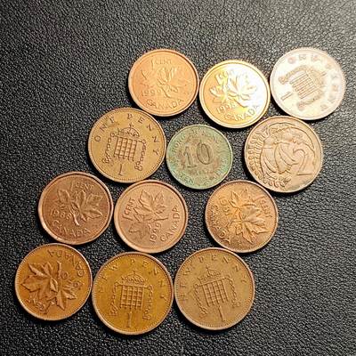 泉币菌-第231场-拍品多 请提前出价 12枚一组 英女王铜币 混合年份