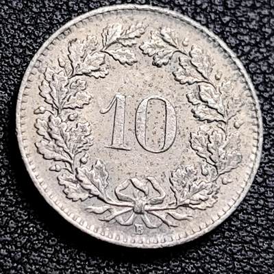 泉币菌-第231场-拍品多 请提前出价 高币值 百年延续 女神 瑞士1964年 10分銅镍硬币 