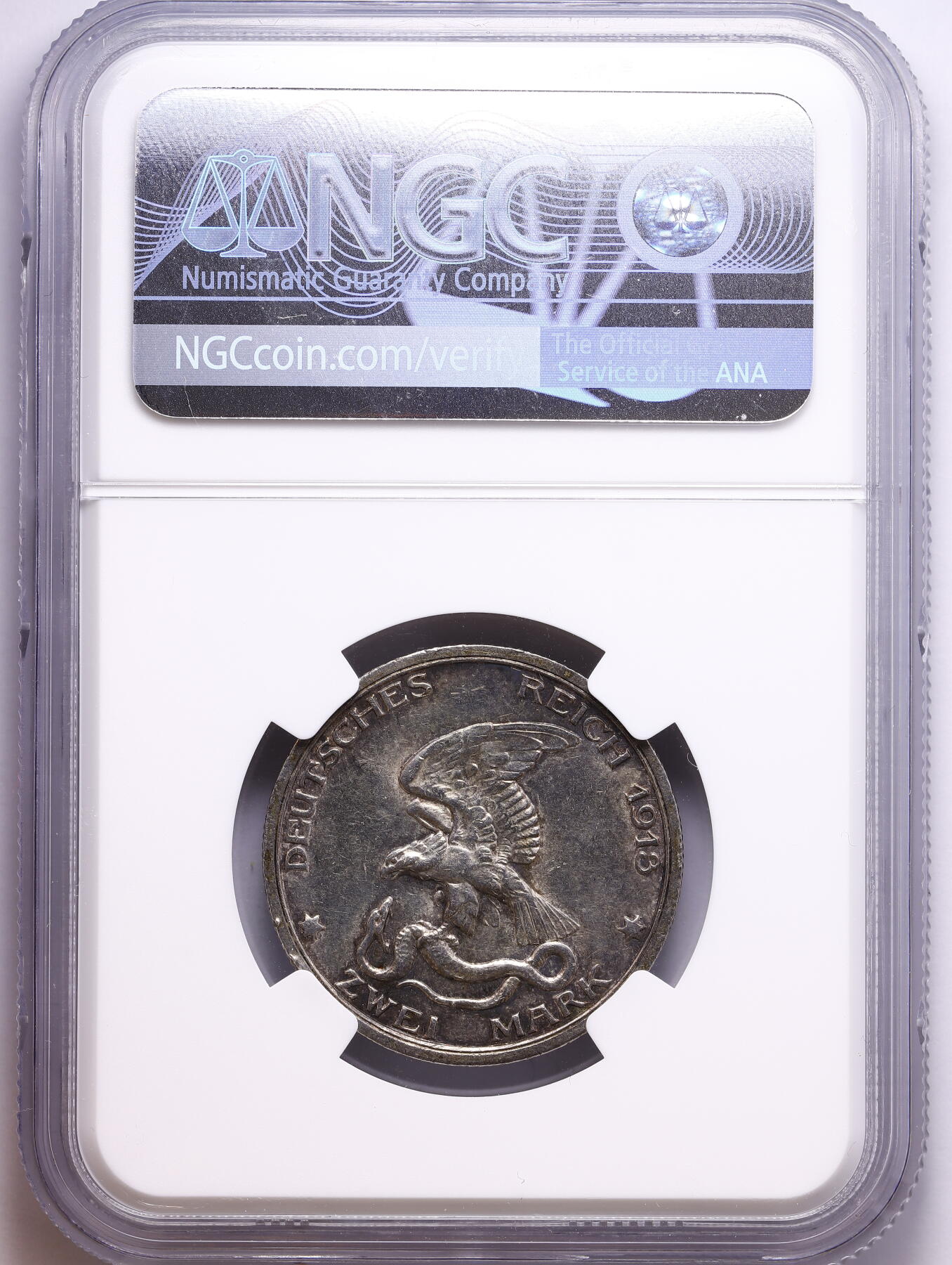 观钱 近现代机制币拍卖No.009（全场顺丰包邮，不区分偏远地区）  1913 年德国普鲁士王国 “拿破仑战争胜利百年” 2 马克银币（NGC MS62）