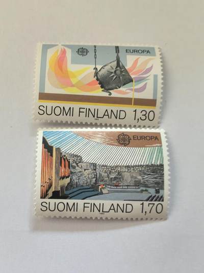 各国成套新旧票 芬兰邮票 1983欧罗巴技术快速炼钢法 地下教堂中央大厅2全新