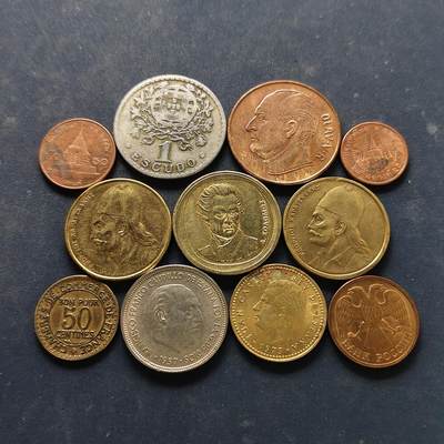 【全场包邮】纯粹捡漏拍522场 - 世界各国欧洲亚洲各年份散币11枚一组-葡萄牙+希腊+西班牙+泰国等