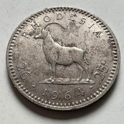 🌹外币初藏🌹🐯2026年第45场   每周二四六晚8️⃣点  世界硬币 英属罗德西亚1964年25分