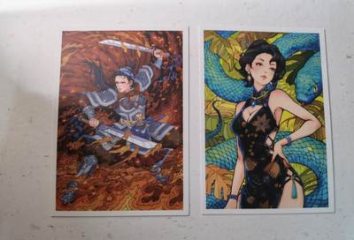 蜂潮卡牌  拍卖003期  0佣收拍（4月26日  21点  截拍） 小花瓣艺术文创  扈三娘&蛇女&女娲&哪吒闹海  明信片