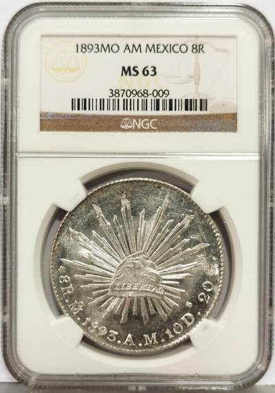 博洋堂“生趣盎然”4月精品专场暨第169期（全场包邮） NGC MS63 墨西哥1893年MO AM版花边鹰洋，窖藏开卷原光，状态非常一流
