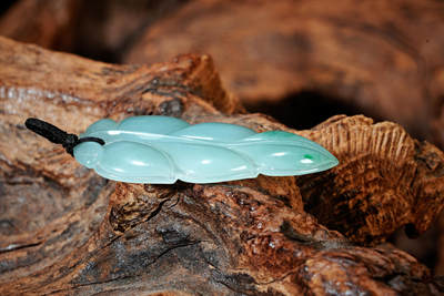 上海都达杂项专场102【全场包邮】  天然冰绿种翡翠（A货）精雕《金枝玉叶》挂件 98-7