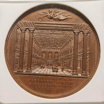 【德藏】世界币章拍卖第171期（拍品征集中~欢迎藏友联系） 1862年 英国德文郡公爵就任剑桥大学校长高浮雕纪念铜章 NGCMS64BN 状态极佳 加厚盒封装