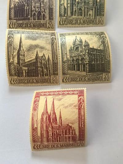 各国成套新旧票 圣马力诺邮票 1967年 世界遗产：科隆大教堂等 5全新雕