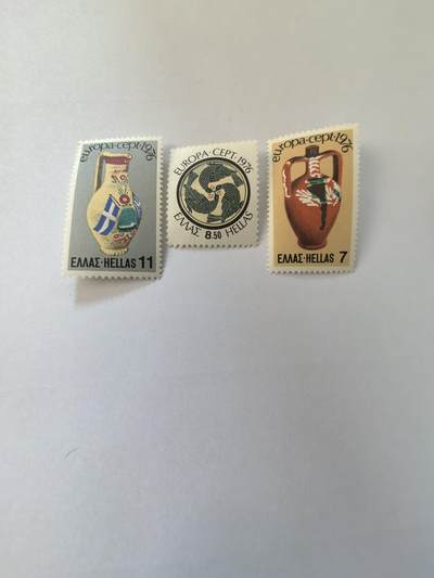 各国成套新旧票 希腊邮票 1976年欧罗巴考古文物 彩绘工艺品 3全新