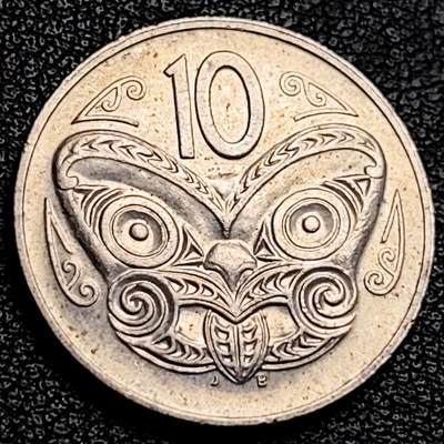 泉币菌-第231场-拍品多 请提前出价 英属新西兰 10分硬币 毛利人面具 伊丽莎白二世 女王24mm