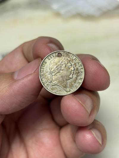 大畅畅的钱币铺 1813年乔治三世10便士银币3.5克有洞