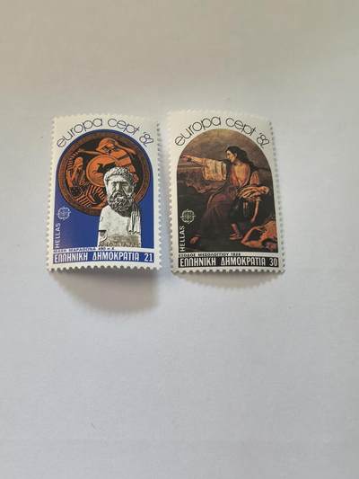 各国成套新旧票 希腊邮票 1982年欧罗巴 历史1826年革命马拉松之战等2全新