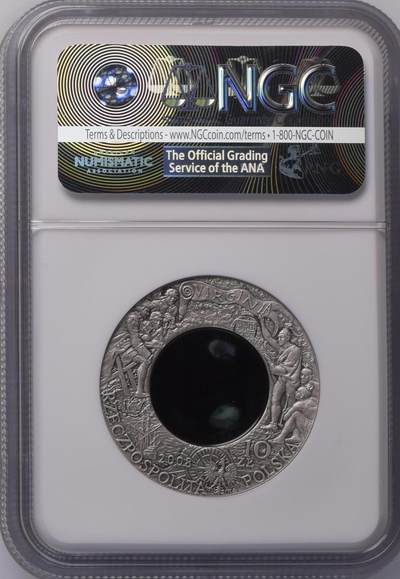 S&S Numismatic世界钱币-拍卖 第126期  获奖币*波兰2008年 北美移居400周年 10兹罗提镶嵌玻璃纪念银币 NGC MS70冠军分
