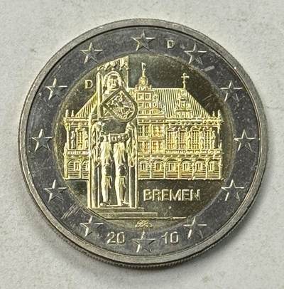 S&S Numismatic世界钱币-拍卖 第127期 德国2010年纪念币 不莱梅市政厅和勇士罗兰像 2欧元双色纪念币