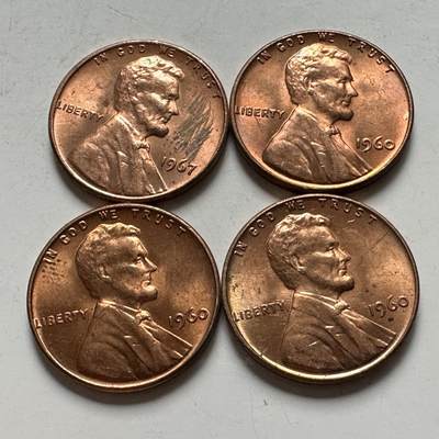 🌹外币初藏🌹🐯2026年第45场   每周二四六晚8️⃣点  世界硬币 美国60年代 原光一美分四枚