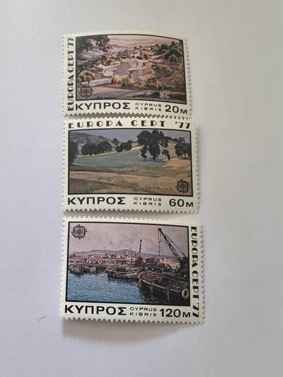 各国成套新旧票 塞浦路斯邮票 1977年欧罗巴 海港 风光3全新
