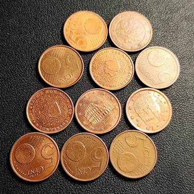 泉币菌-第231场-拍品多 请提前出价 11枚一组 欧分币 混合面值、国家、年份