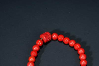 上海都达杂项专场103【全场包邮】  天然朱砂红砂圆珠手串70-357