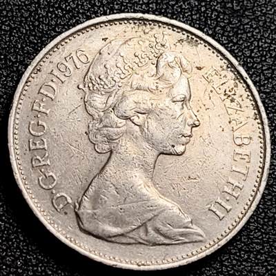 泉币菌-第231场-拍品多 请提前出价 英国大镍币 英国1976年 10便士铜镍币 28.5mm 伊丽莎白二世女王 皇冠狮子