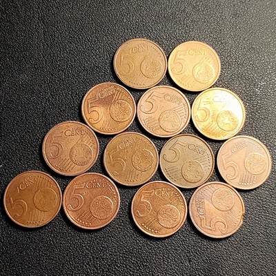 泉币菌-第231场-拍品多 请提前出价 13枚一组 欧分币 混合面值、国家、年份