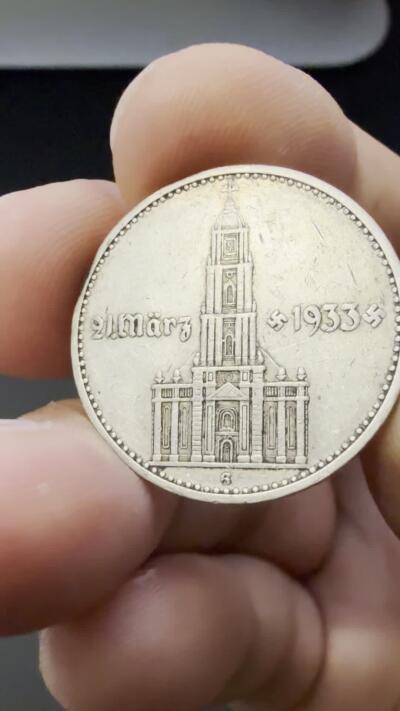 【周六 19:30】乾藏阁外国银币专场・裸币 / 评级币 + 银章铜章 保真包老 【热门历史币】德国 1934 年 波茨坦驻军教堂 2 马克银币 经典收藏