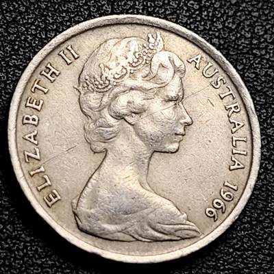泉币菌-第231场-拍品多 请提前出价 英属 澳大利亚1966年10分铜镍币 琴鸟 伊丽莎白二世女王  铜镍币 23.6mm