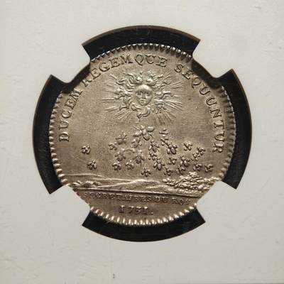 【德藏】世界币章拍卖第171期（拍品征集中~欢迎藏友联系） 1731年 法国路易十五时期国王秘书代用币银章 NGC AU55 原味包浆