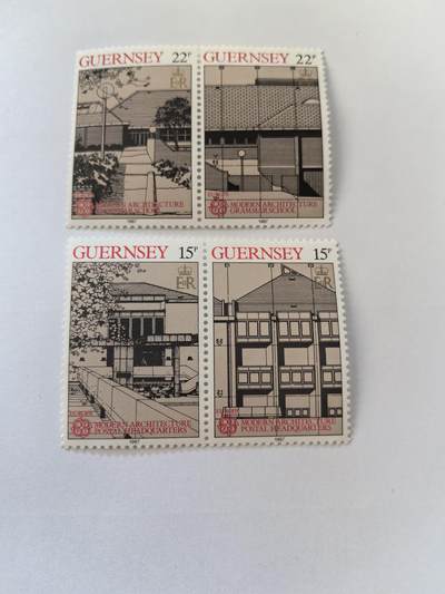 各国成套新旧票 英属格恩济(根西)邮票 1987年欧罗巴:圣彼得港现代建筑4全部