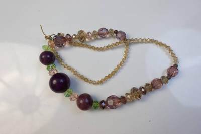 上海都达杂项专场103【全场包邮】  紫色玛瑙珠水晶毛衣链70-341