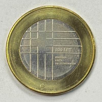 S&S Numismatic世界钱币-拍卖 第127期 斯洛文尼亚2016年 红十字会150周年 3欧元双色纪念币 造币厂错误-背逆